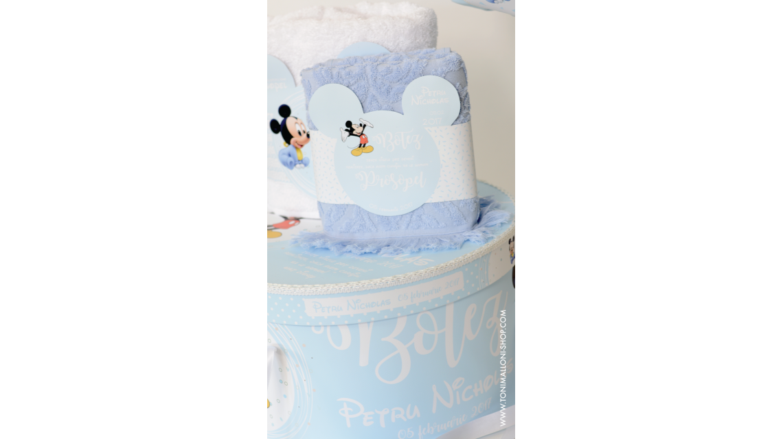 Trusou botez cu Mickey Mouse broderie customizata Mickey Baby Blue 7